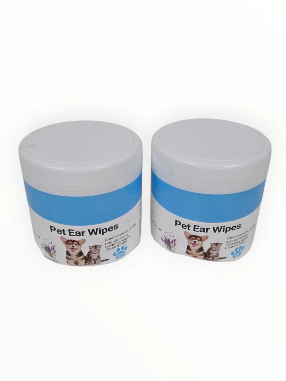 Pet Ear Wipes - Blue & White Canisters (2 Pack)